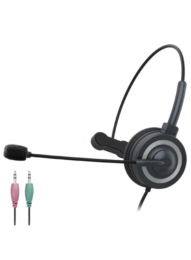 Danyin Bh69 Headset, Computer Headphones, Business Office Call Center Telemarketing Customer Service Headset With Recording Function, Online Class English Learning, Single Ear Black With Dual Plug-i - Image 1