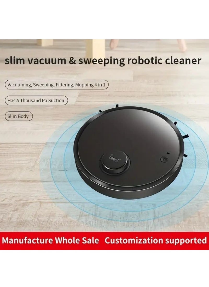 Arabest - Holiday Gift Sweeping Robot Vacuum Cleaner, One Button Start Robot Vacuum Cleaner Low Carpet, Pet Hair, Hard Floor Sweeping Vacuuming Mopping Thin And Thin (Black) - Image 1