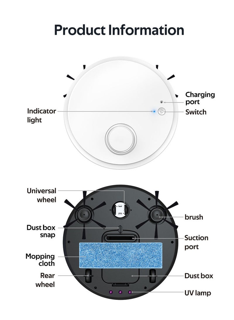 Arabest - Holiday Gift Sweeping Robot Vacuum Cleaner, One Button Start Robot Vacuum Cleaner Low Carpet, Pet Hair, Hard Floor Sweeping Vacuuming Mopping Thin And Thin (Black) - Image 1