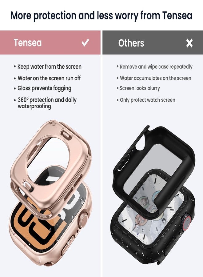 Tensea (2 in 1) for Waterproof Apple Watch Screen Protector Case Series 11/10 42mm Accessories, 360 Front and Back, iWatch PC Face Cover with Tempered Glass for Women Men, 42 mm - Image 2