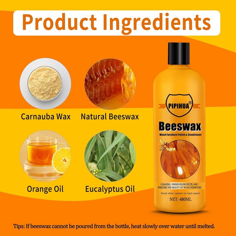PIPIHUA Beeswax Wood Furniture Polish & Conditioner, 480ML - Image 3