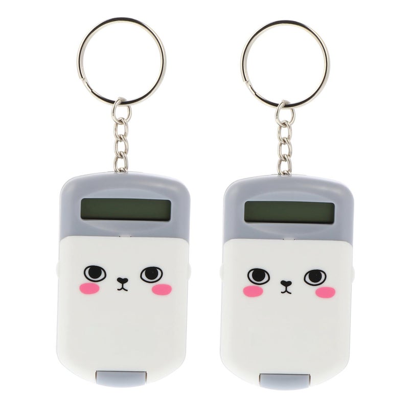 Mini Portable Electronic Calculator Cute Cartoon Design Lightweight Pocket Arithmetic Grey For School Office Accounting Use - Image 2