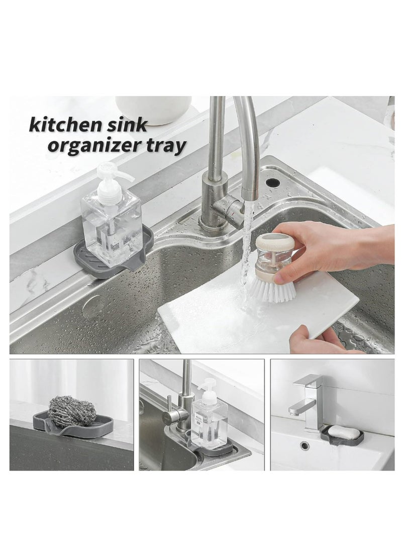Silicone Bathroom Soap Dishes with Drain Kitchen Sink Organizer, Sponge Holder,Dish Soap Tray  - Image 4