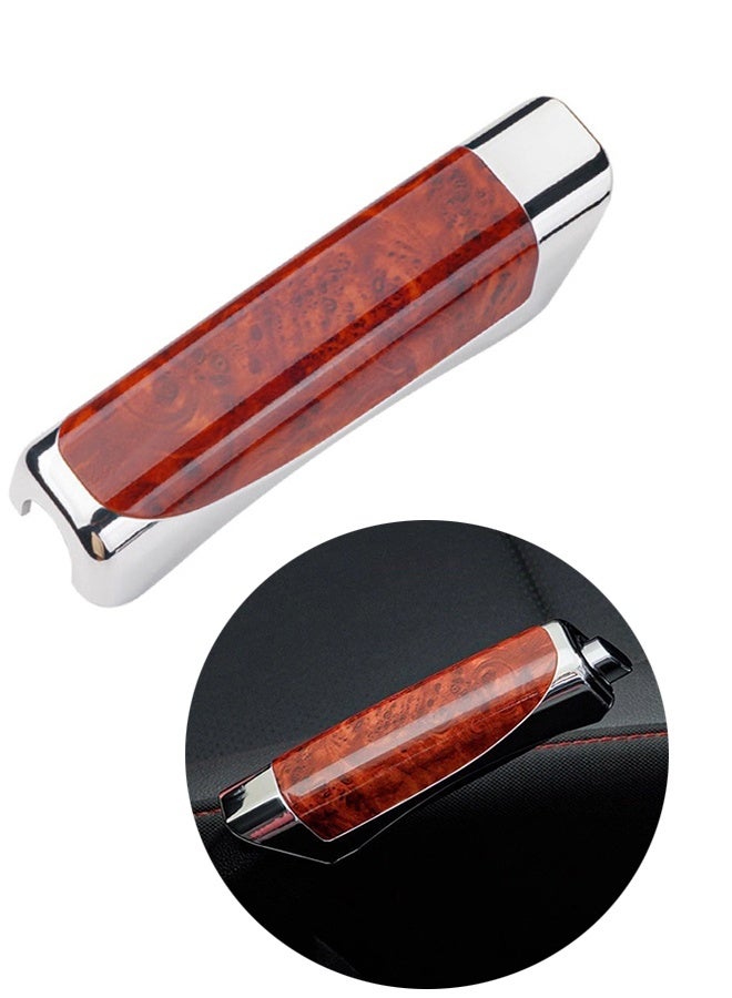 مجيد غطاء فرامل يد للسيارة بنقشة خشبية، غطاء فرامل يد من بلاستيك ABS مطلي بالكروم، مناسب لمعظم السيارات، قطعة واحدة - Image 1