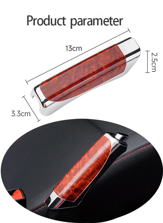 مجيد غطاء فرامل يد للسيارة بنقشة خشبية، غطاء فرامل يد من بلاستيك ABS مطلي بالكروم، مناسب لمعظم السيارات، قطعة واحدة - Image 4