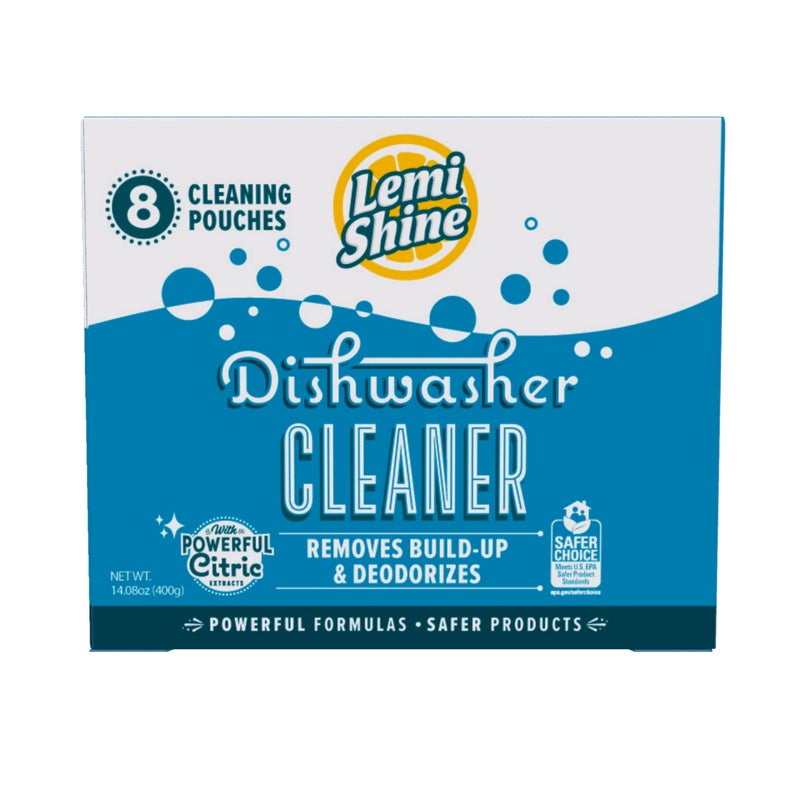 Lemi Shine Natural Dishwasher Cleaner Powered By Citric Acid | 100% Guaranteed Hard Water Cleaning Powder | Eco-Friendly Dishwasher Cleaner and Deodorizer With Fresh Lemon Scent (8 Count) - Image 1