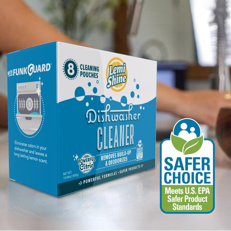 Lemi Shine Natural Dishwasher Cleaner Powered By Citric Acid | 100% Guaranteed Hard Water Cleaning Powder | Eco-Friendly Dishwasher Cleaner and Deodorizer With Fresh Lemon Scent (8 Count) - Image 5