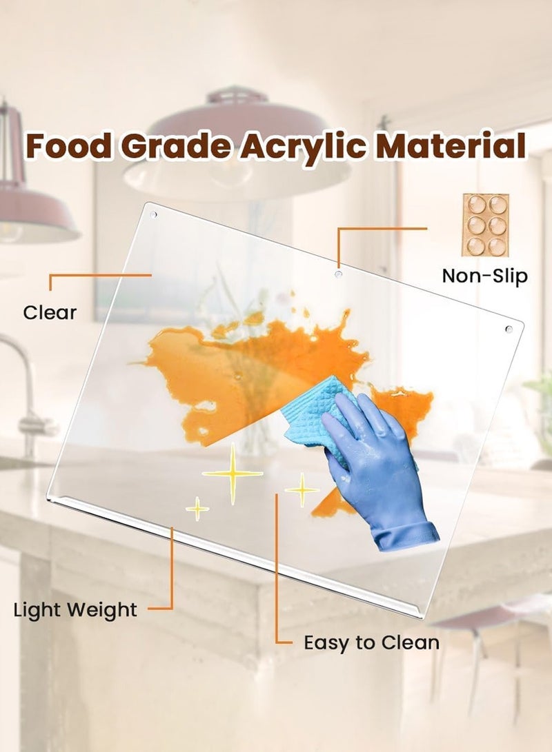 Kitchen Counter Acrylic Cutting Board Non-Slip Clear Cutting Board with Lip for Counter Top Protector 35x45cm