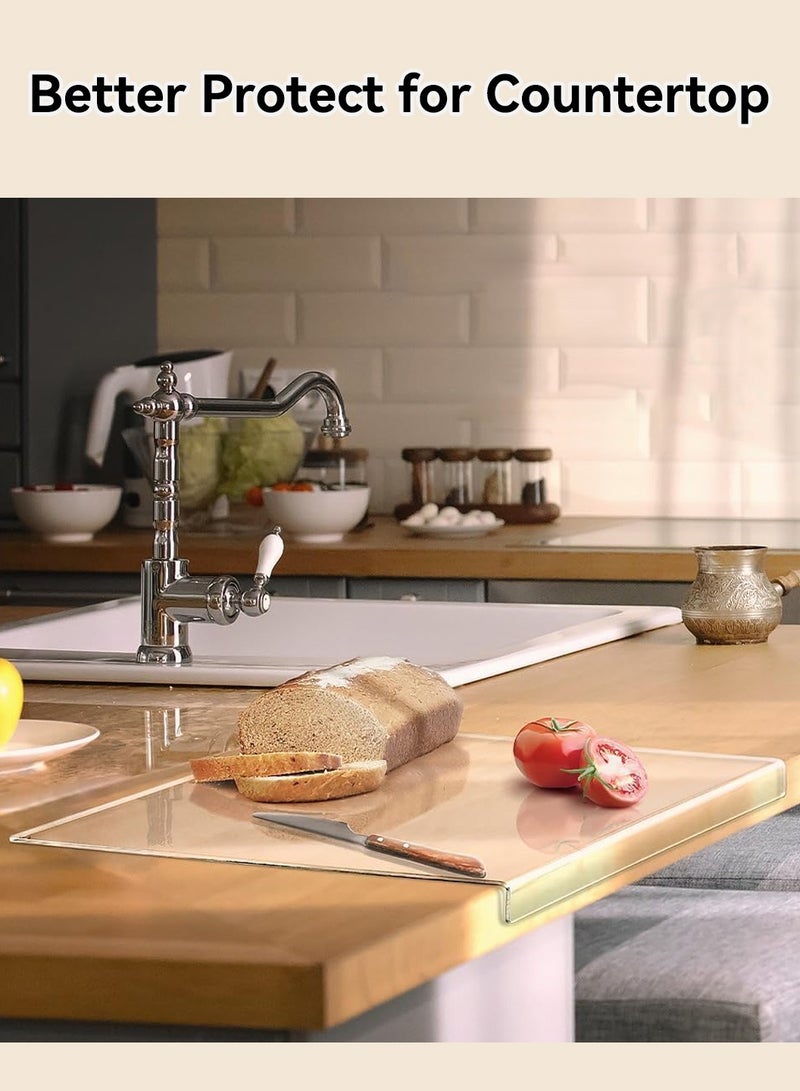 LEOKOR Kitchen Counter Acrylic Cutting Board Non-Slip Clear Cutting Board with Lip for Counter Top Protector 35x45cm - Image 4