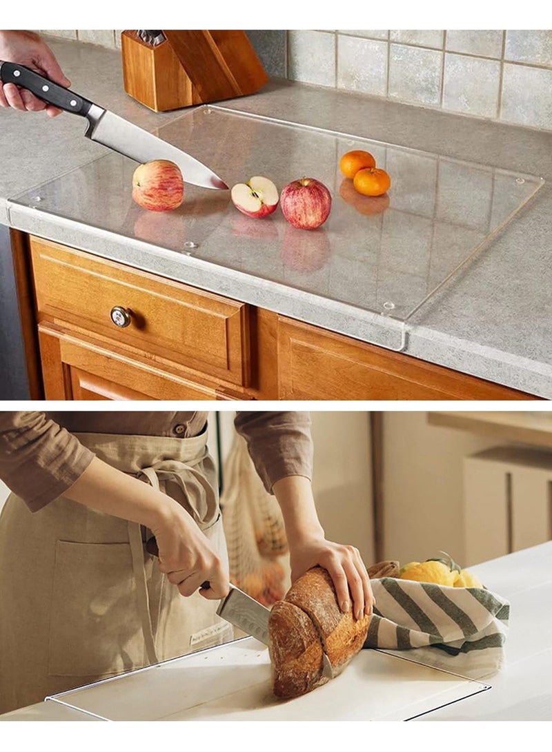 LEOKOR Kitchen Counter Acrylic Cutting Board Non-Slip Clear Cutting Board with Lip for Counter Top Protector 35x45cm - Image 2