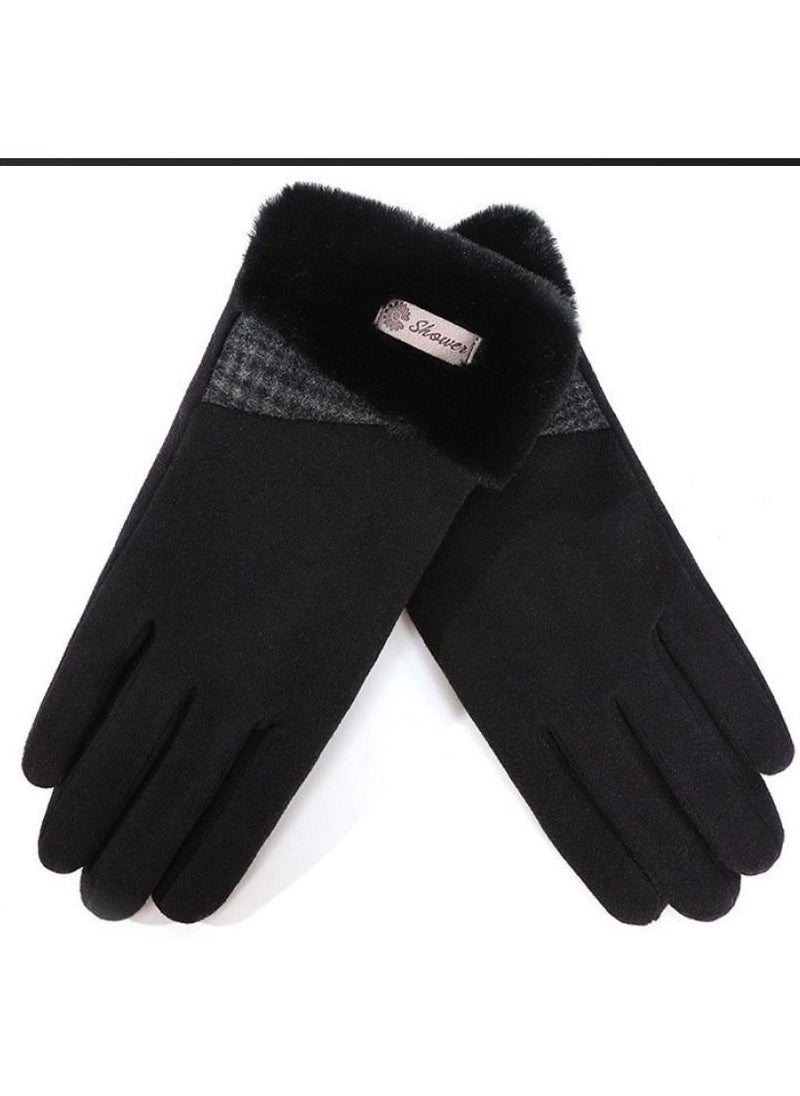 Golovejoy - Women's Warm Plush Windproof And Cold Proof Lovely Gloves - Image 1