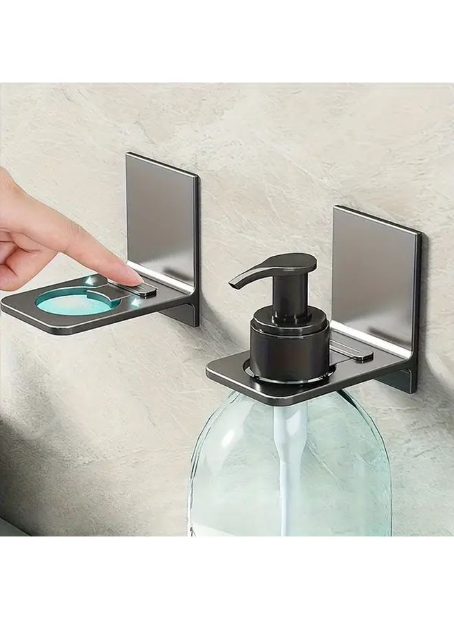 2 Pcs Gray Shower Gel Holder Adhesive Wall Mounted Soap Dish Organizer - Image 2