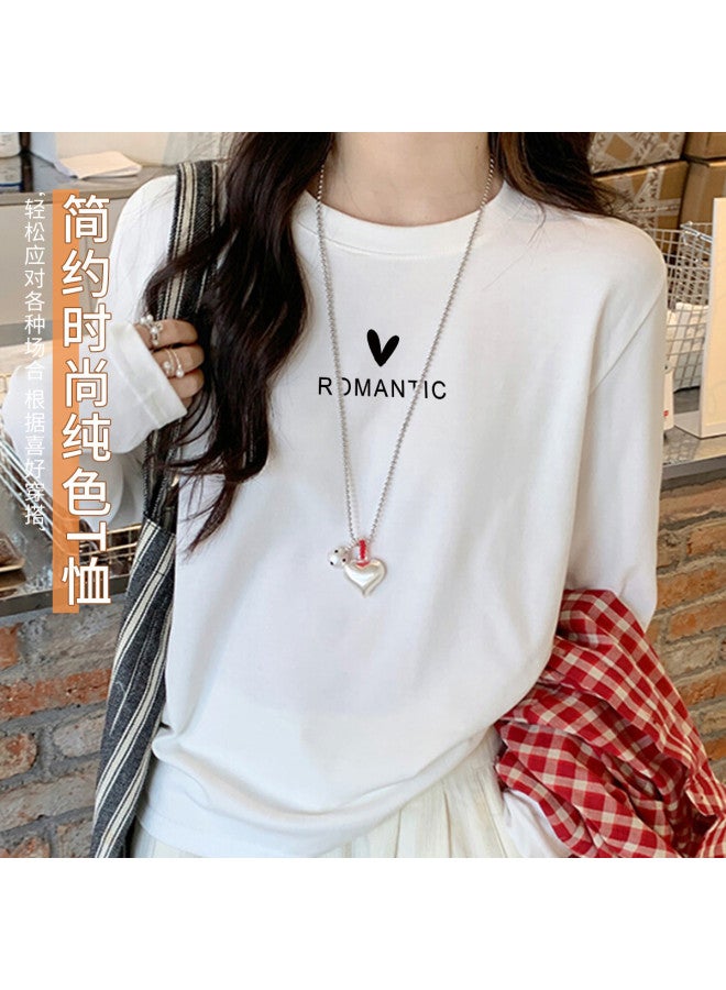LANG SHA Women'S Long Sleeve Round Neck T-Shirt, Versatile Solid Color Printed Base Layer Top, Women'S Tee - Image 4