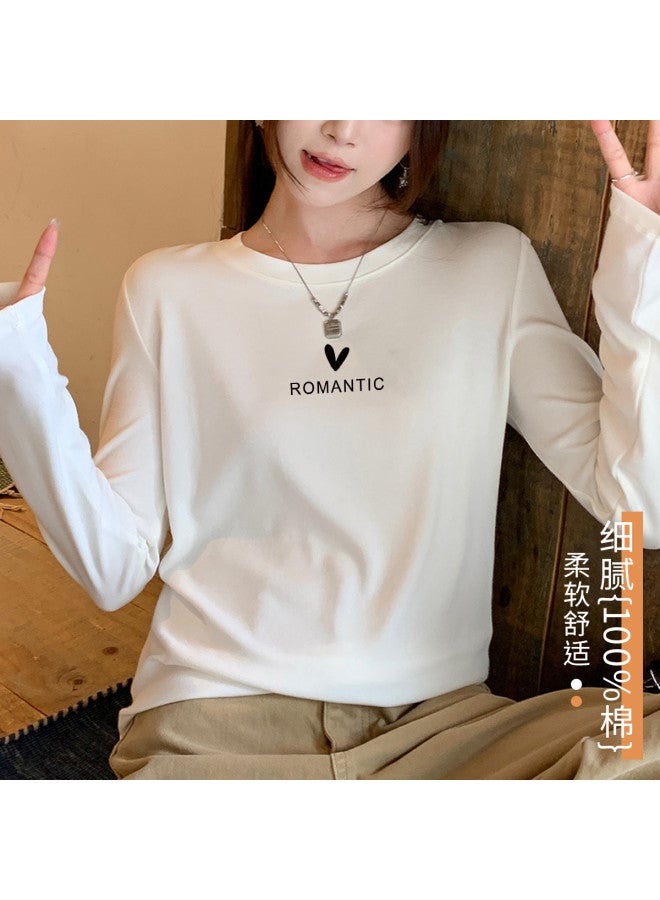 LANG SHA Women'S Long Sleeve Round Neck T-Shirt, Versatile Solid Color Printed Base Layer Top, Women'S Tee - Image 5