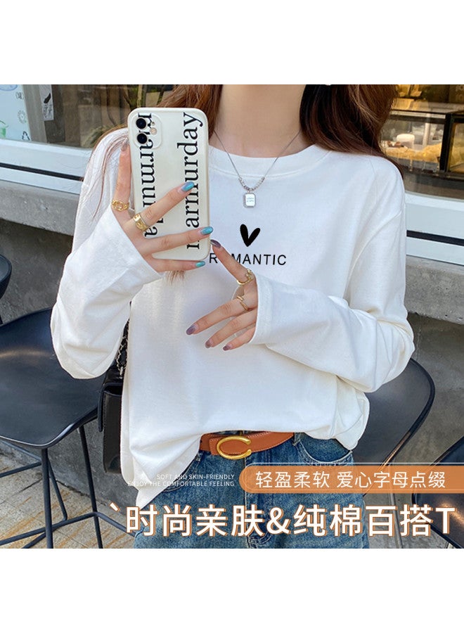 LANG SHA Women'S Long Sleeve Round Neck T-Shirt, Versatile Solid Color Printed Base Layer Top, Women'S Tee - Image 2