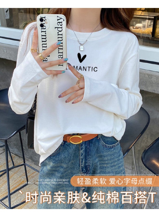 LANG SHA Women'S Long Sleeve Round Neck T-Shirt, Versatile Solid Color Printed Base Layer Top, Women'S Tee - Image 1
