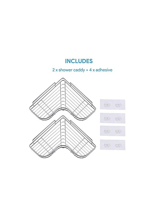 Raxoom 2PCS Corner Shower Caddy Adhesive Bathroom Stainless Steel Shelves Floating Shelves for Kitchen,Bathroom Organizer,Decor - Image 4