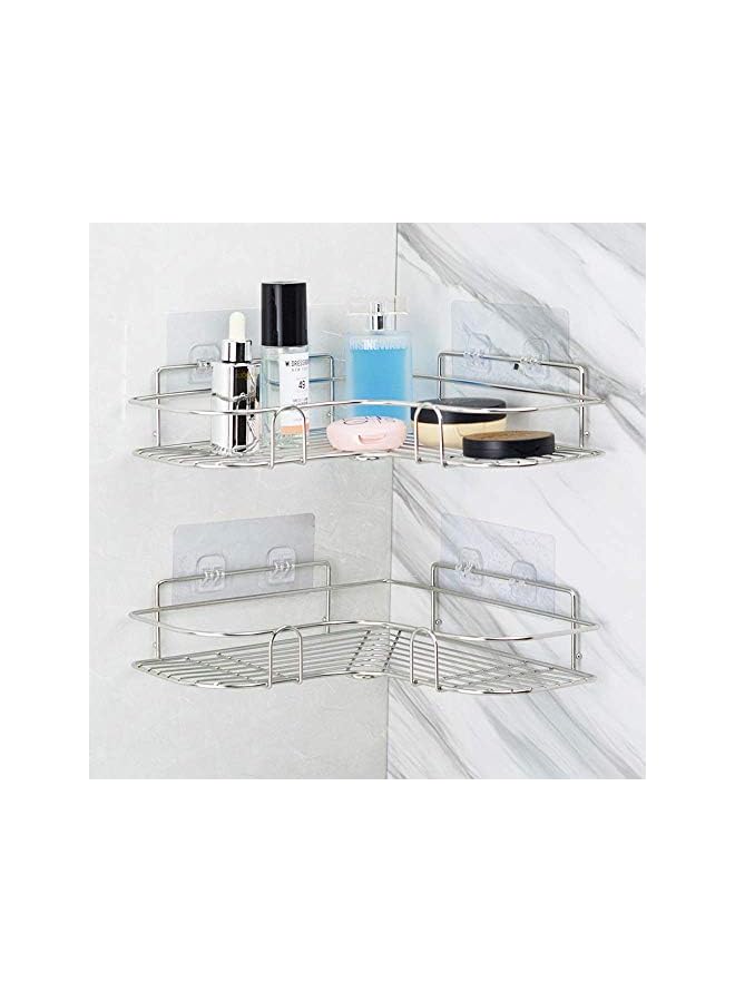 Raxoom 2PCS Corner Shower Caddy Adhesive Bathroom Stainless Steel Shelves Floating Shelves for Kitchen,Bathroom Organizer,Decor - Image 5