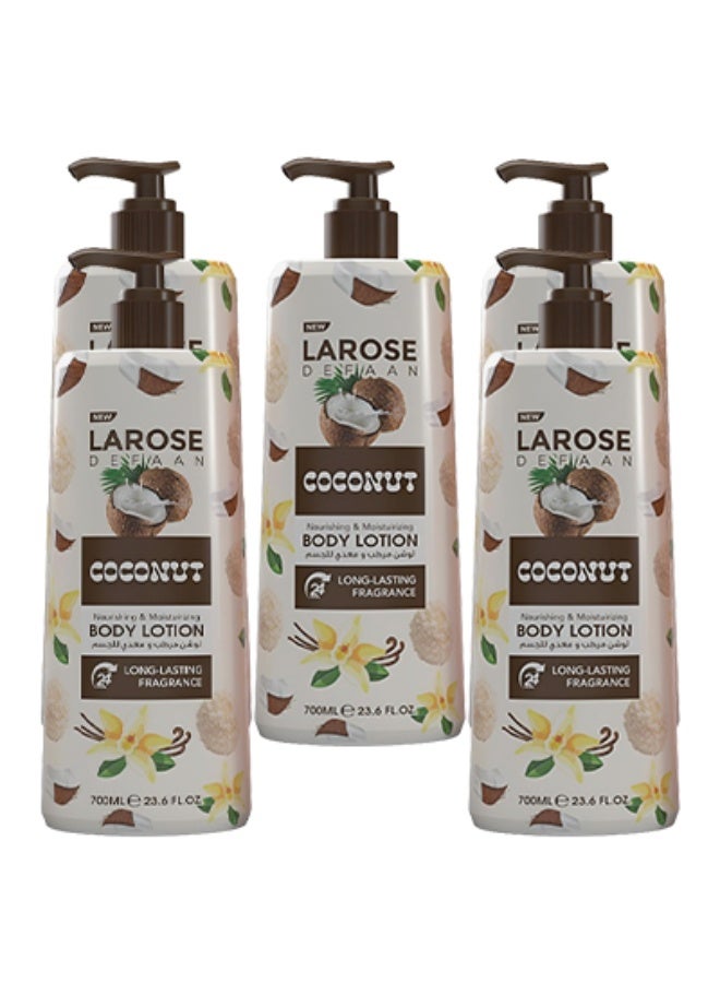 لا روز 5 قطع لوشن للجسم برائحة جوز الهند المغذي والمرطب يدوم طويلاً 700 مل - Image 1