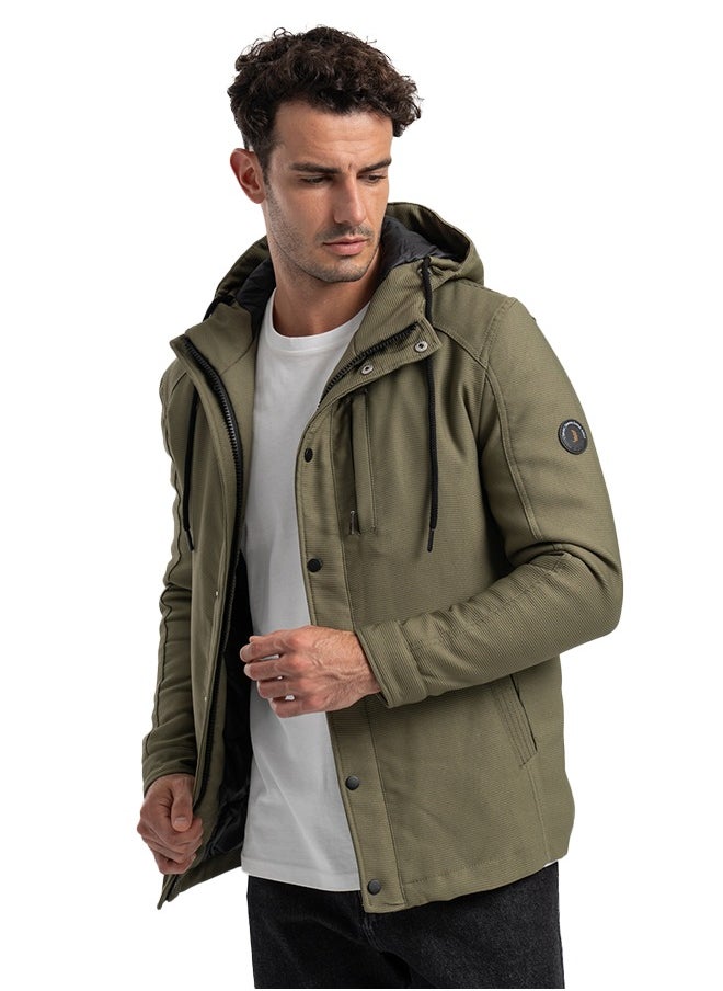 clever Men's Gabardine Jacket - With Collar Water Proof- Oli  - Image 1