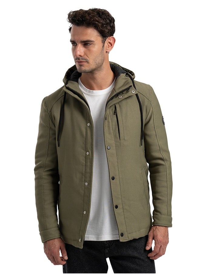 clever Men's Gabardine Jacket - With Collar Water Proof- Oli  - Image 2