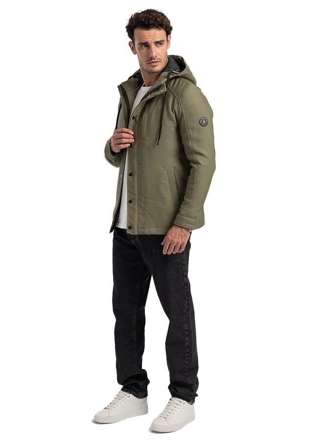 clever Men's Gabardine Jacket - With Collar Water Proof- Oli  - Image 3