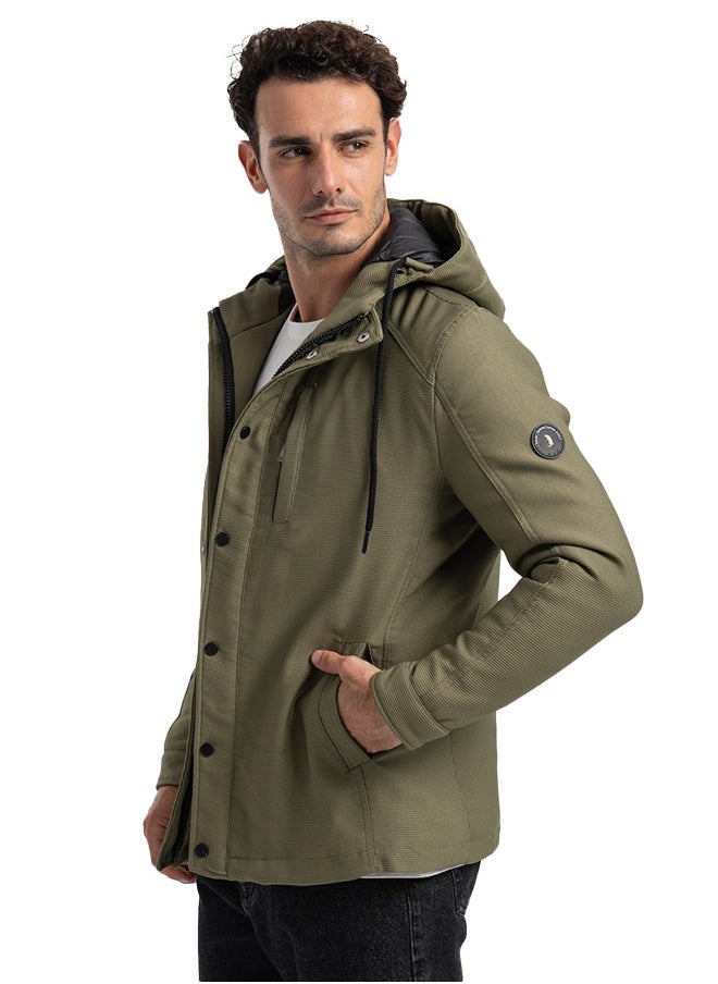 clever Men's Gabardine Jacket - With Collar Water Proof- Oli  - Image 5