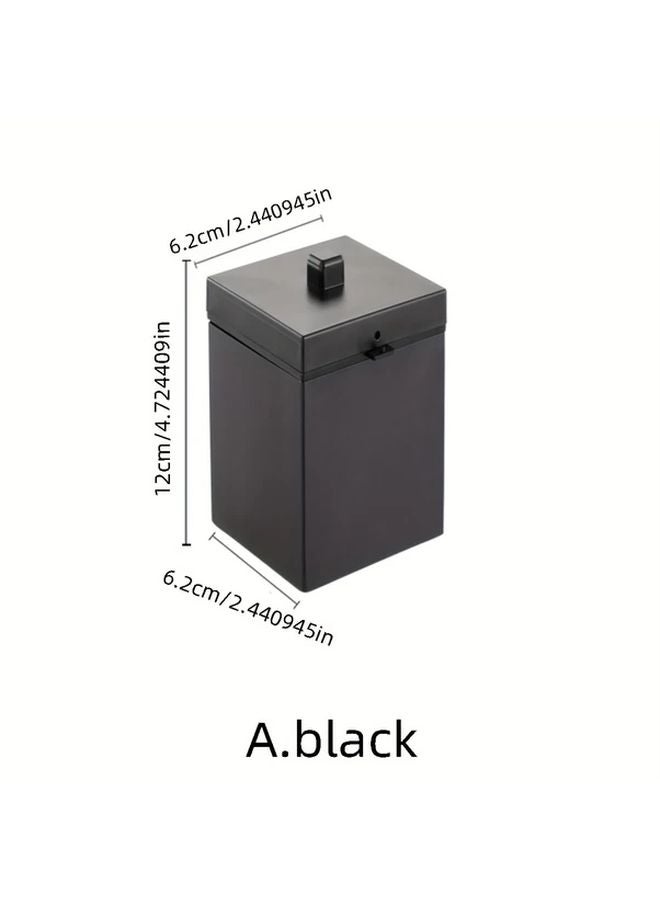 منفضة سجائر من الفولاذ المقاوم للصدأ الأسود بغطاء مقاوم للرياح، محمولة للسيارة والمنزل والمكتب - Image 1