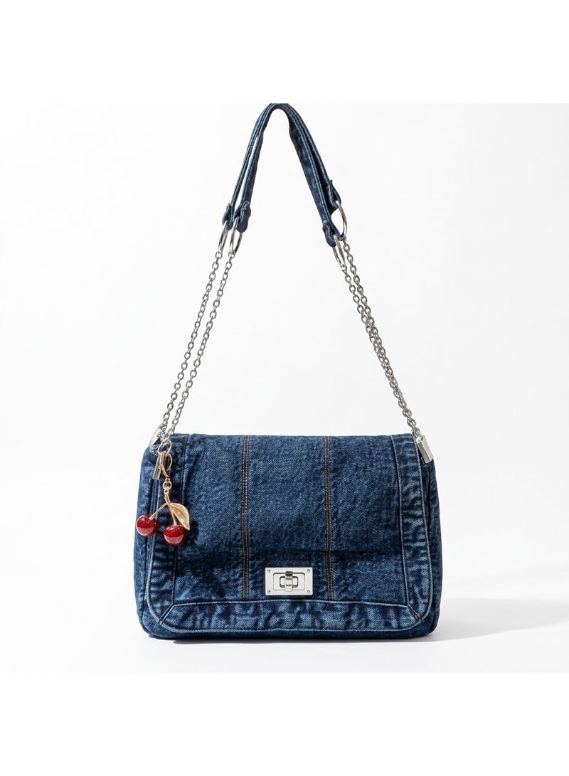 Denim Shoulder & Crossbody Bag, Casual Versatile and Trendy women's Shopping Tote, Perfect For Work, College and Daily use Bag.