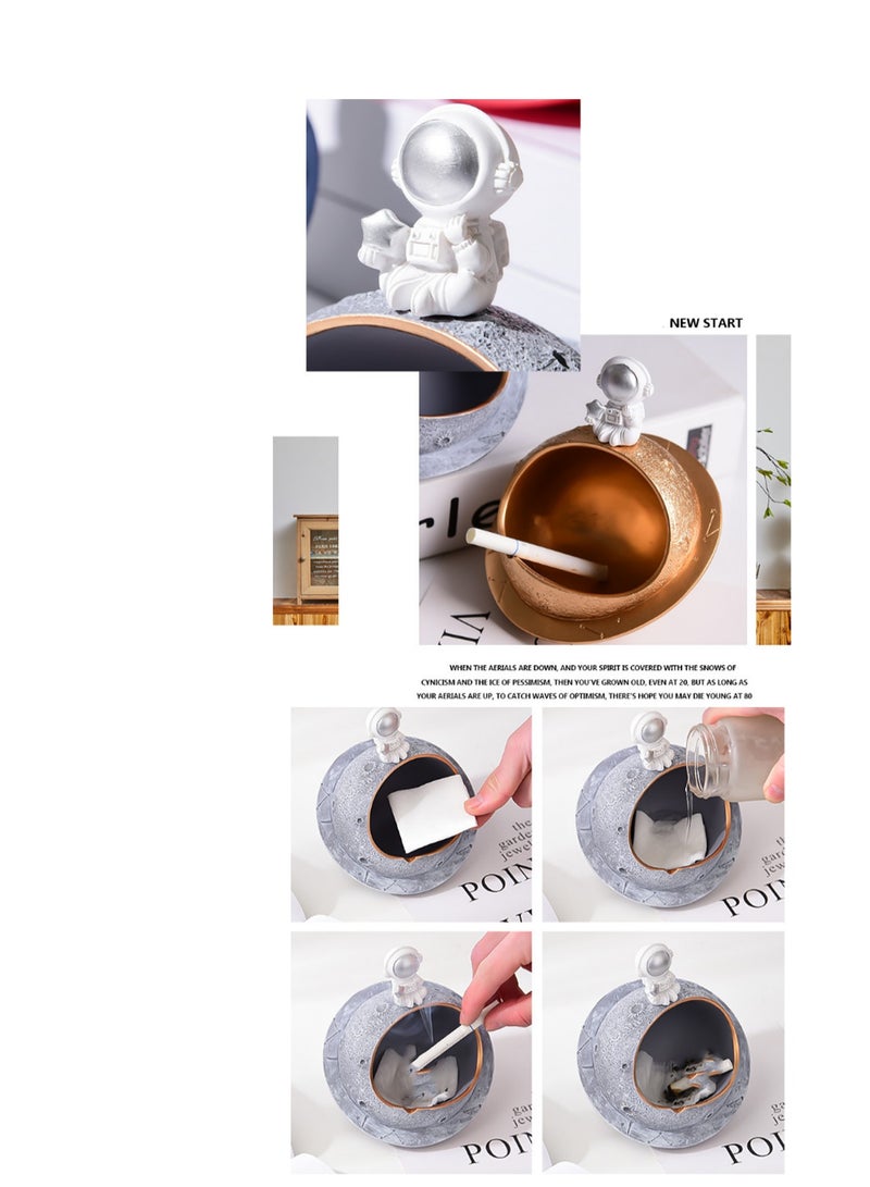 Golden Moon Landing Astronaut Ornaments Desktop Trash Can Windproof Space Astronaut Ornaments Suitable For Home Car Office Decoration Desktop - Image 3