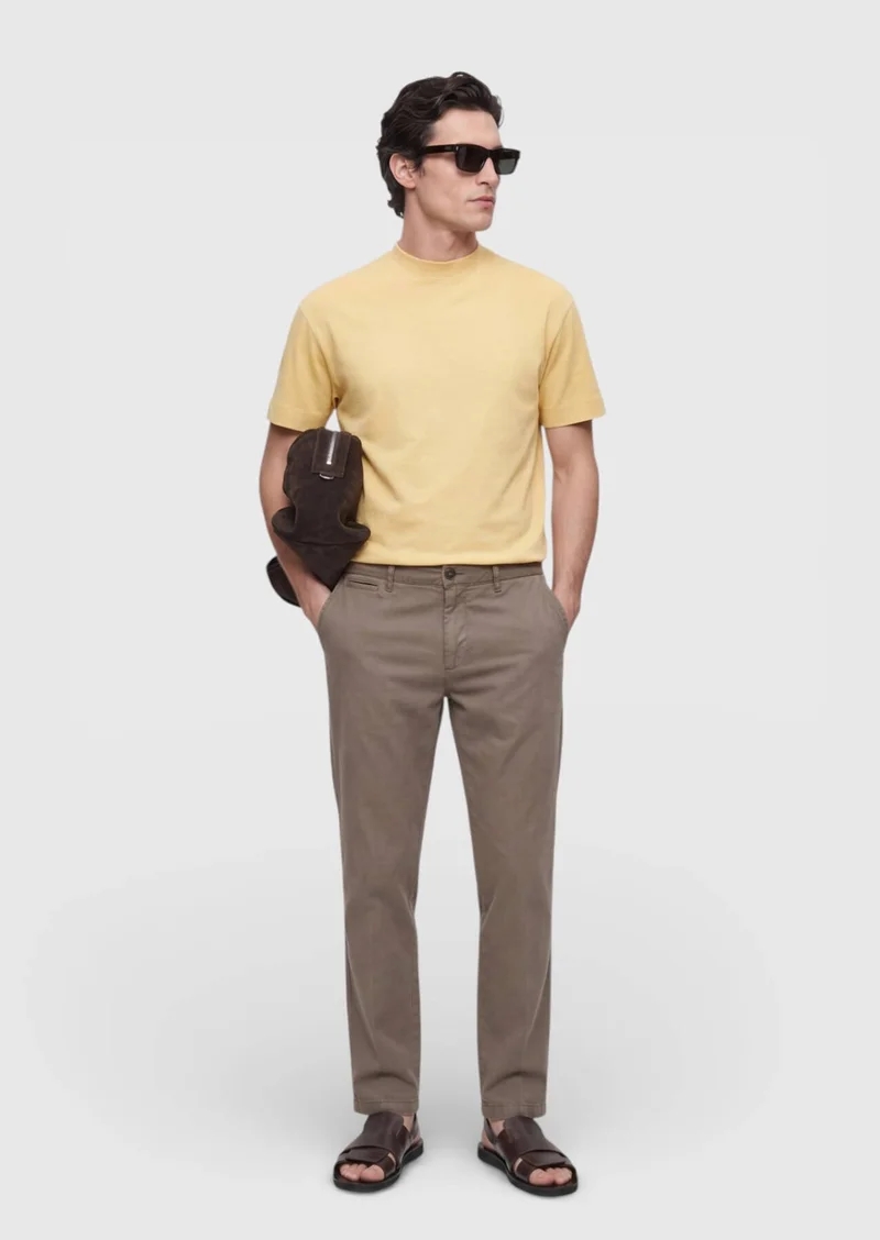 RAMSEY Saffron Plain Crew Neck 100% Cotton T-Shirt