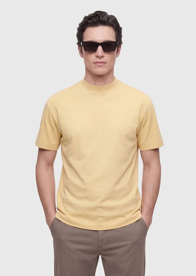 Ramsey Saffron Plain Crew Neck 100% Cotton T-Shirt
