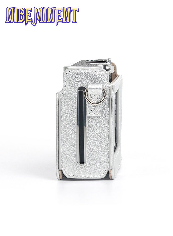 NIBEMINENT Case for Fuji Mini EVO Camera Compatible Camera with Adjustable Shoulder Strap in Silver Lychee Texture Horizontal Style - Image 5