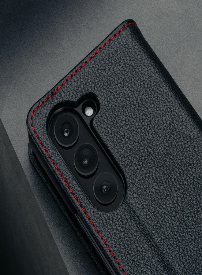TORRO Phone Case Compatible with Samsung Galaxy Z Fold 6 (2024) - Premium Leather Wallet Case with Stand Function and Card Slots (Black) - Image 5