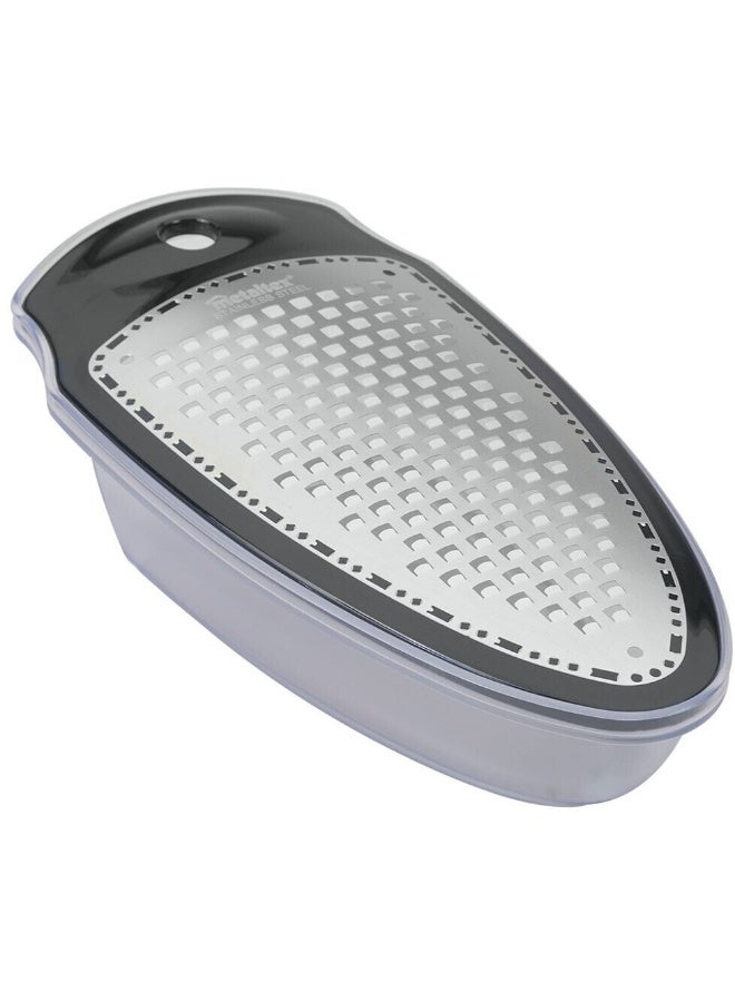 Metaltex Diamond Grater with Container , Extra Sharp Stainless Steel Blades, Kitchen Grater for Cheese, Vegetables & Fruits with Storage Box - Image 1