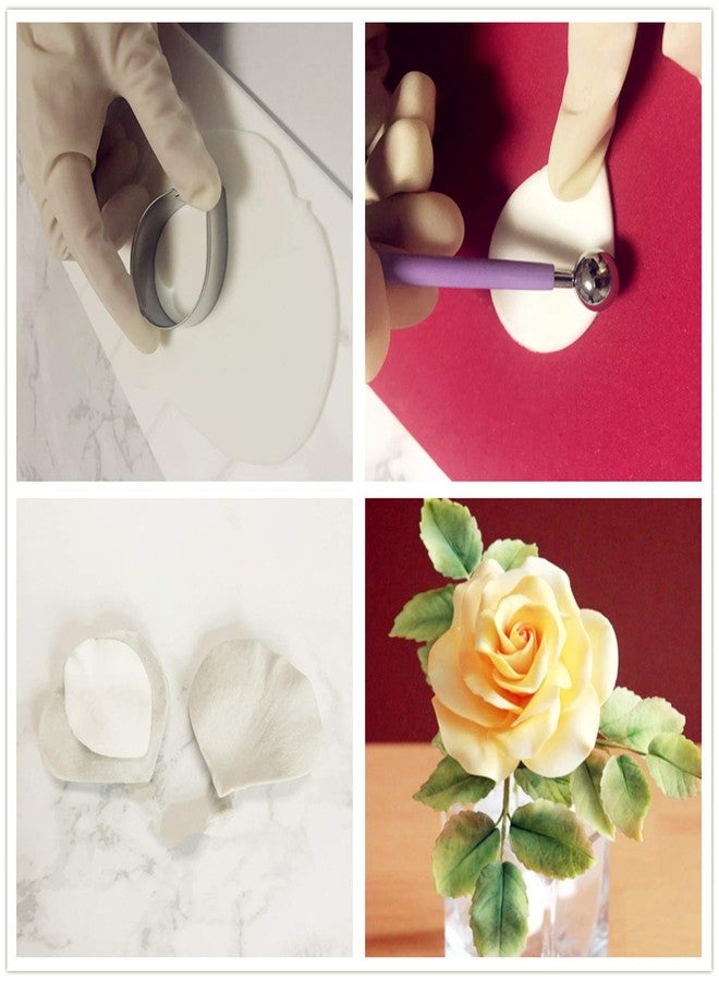 Kulepin 6pcs Stainless Steel Rose Flower Cutter Set, 2pcs Gumpaste Silicone Veining Mold, Sugarcraft Flower Making Tool for Wedding Cake Decorating, Chocolate, Sugar, Soap, Cookie - Image 5