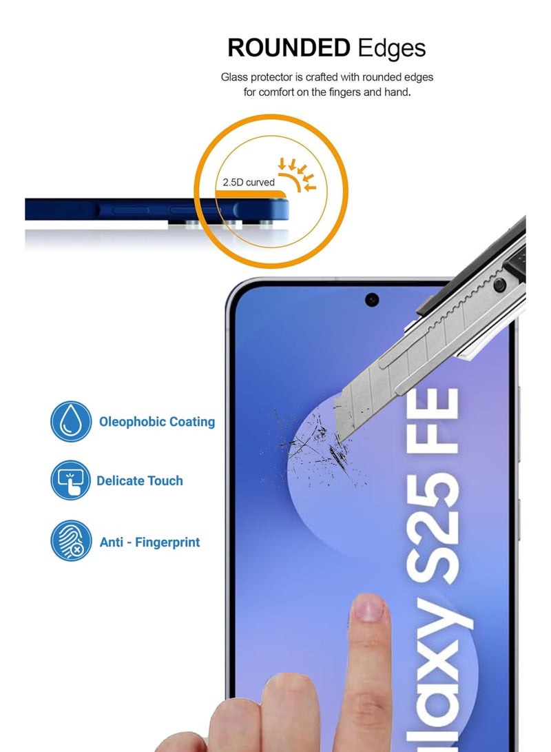 Combo Pack For Samsung Galaxy S25 FE - [2 Pack] Tempered Glass Screen Protector - Advanced Border-Less Full Edge to Edge ,Shatterproof , High Responsiveness , Higher Transparency , Quick to Install ,Anti-scratch and Bubble-free Screen Protector - Image 4