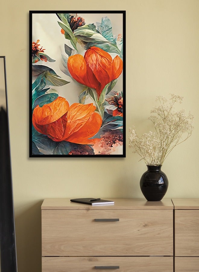 4gdran Canvas Wall Art For Wall Decoration, Flower Design,with a Hollow Frame,Size (120x80),One Piece  - Image 2