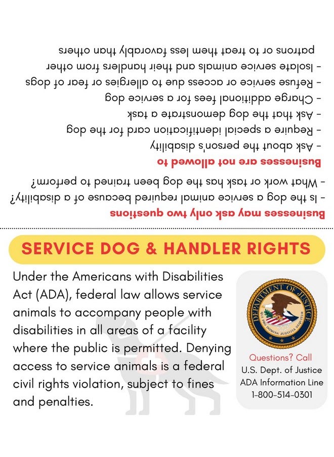 TOTOMO 60Pc Ada Service Dog And Handler'S Legal Right Information Card Double Size Folded Business Card With Easytoread Large Text Waterproof And Tearresistant Paper  - Image 5