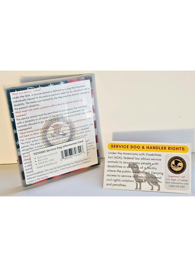 TOTOMO 60Pc Ada Service Dog And Handler'S Legal Right Information Card Double Size Folded Business Card With Easytoread Large Text Waterproof And Tearresistant Paper  - Image 1