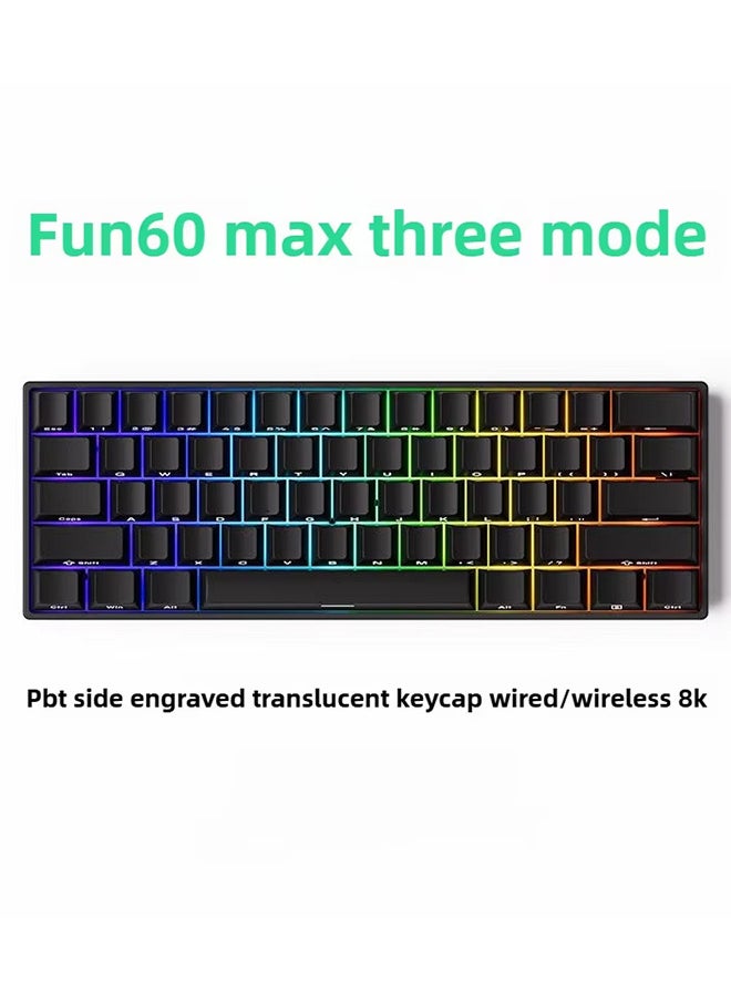 Akko MonsGeek FUN60 MAX HE Machanical Keyboard Magnetic Switch 60% Gaming Keyboard Rapid Trigger Triple-mode dual 8K, Custom Keyboard, PBT side-engraved keycaps, Glitter Magnetic Switches,Black
