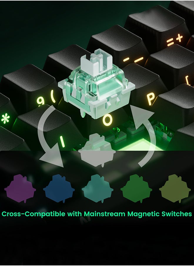 Akko MonsGeek FUN60 MAX HE Machanical Keyboard Magnetic Switch 60% Gaming Keyboard Rapid Trigger Triple-mode dual 8K, Custom Keyboard, PBT side-engraved keycaps, Glitter Magnetic Switches,Black