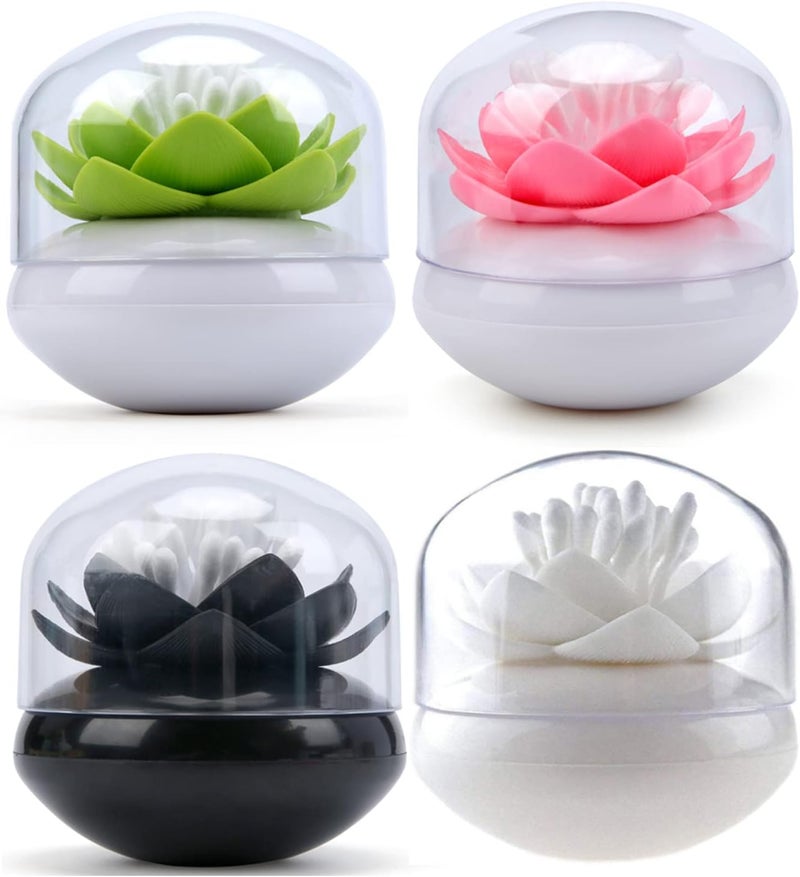 Bloss 4 Packs Lotus Qtip Holders Bathroom Organizer Accessories, Unique Bathroom Decor for cotton swabs, Toothpicks Holder Container - 1 Set 4 Colors - Image 1