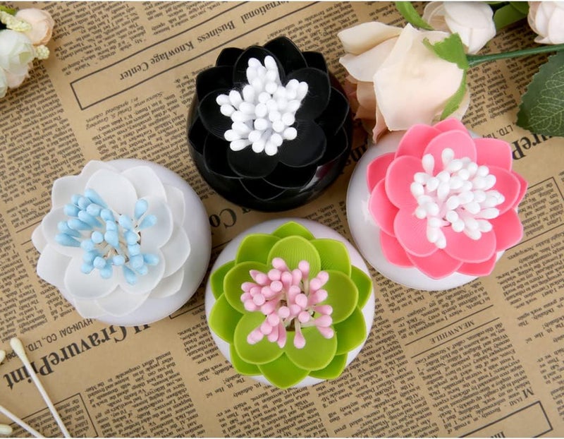 Bloss 4 Packs Lotus Qtip Holders Bathroom Organizer Accessories, Unique Bathroom Decor for cotton swabs, Toothpicks Holder Container - 1 Set 4 Colors - Image 3