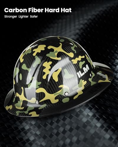 ILM Carbon Fiber Full Brim Hard Hat for Men with 48 Point Suspension OSHA and ANSI Construction Safety Hat Model MS401 Camouflage Green - Image 3
