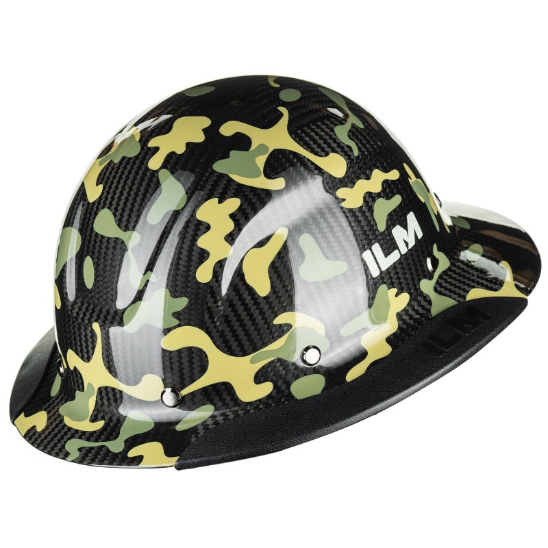 ILM Carbon Fiber Full Brim Hard Hat for Men with 48 Point Suspension OSHA and ANSI Construction Safety Hat Model MS401 Camouflage Green - Image 2