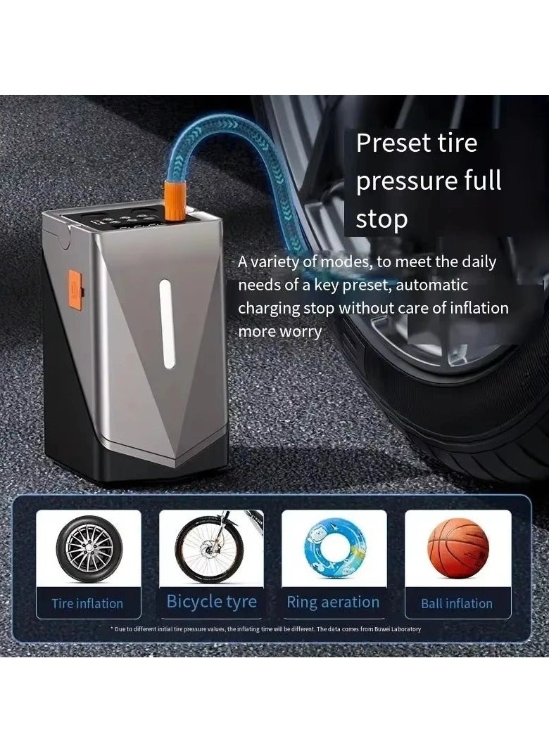 Smart Wireless Car Tire Pump 12400mAh | High-Flow Portable Air Compressor with LED Light & Digital Display for Car, Bike, and SUV Tires - Image 2