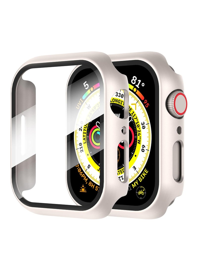 FARROBIZZ 2-Pack for Apple Watch Series 9/8/7/6/5/4/Series SE/SE 2  in mm All-around Screen Protector Case, Tempered Glass Screen Protector Case Ultra-thin for iWatch in mm Protection Cover - Clear - Image 1