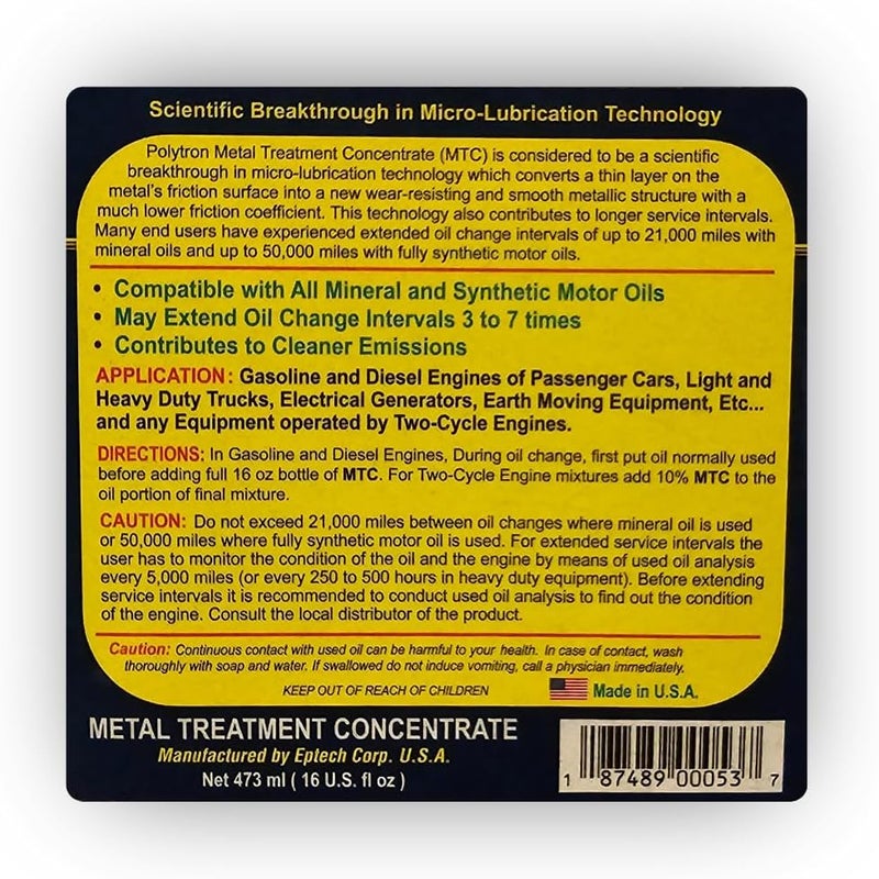 Polytron Metal Treatment Concentrate Engine Oil Additive, 473 ml - Image 3