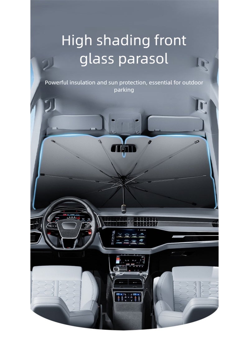 Beauenty Car Windshield Sun Shade Umbrella, Upgraded Windshield Cover Sunshade 360°Rotation Bendable Shaft, UV Block for Front Window, Foldable sunshades Suitable for Most Cars - Image 2